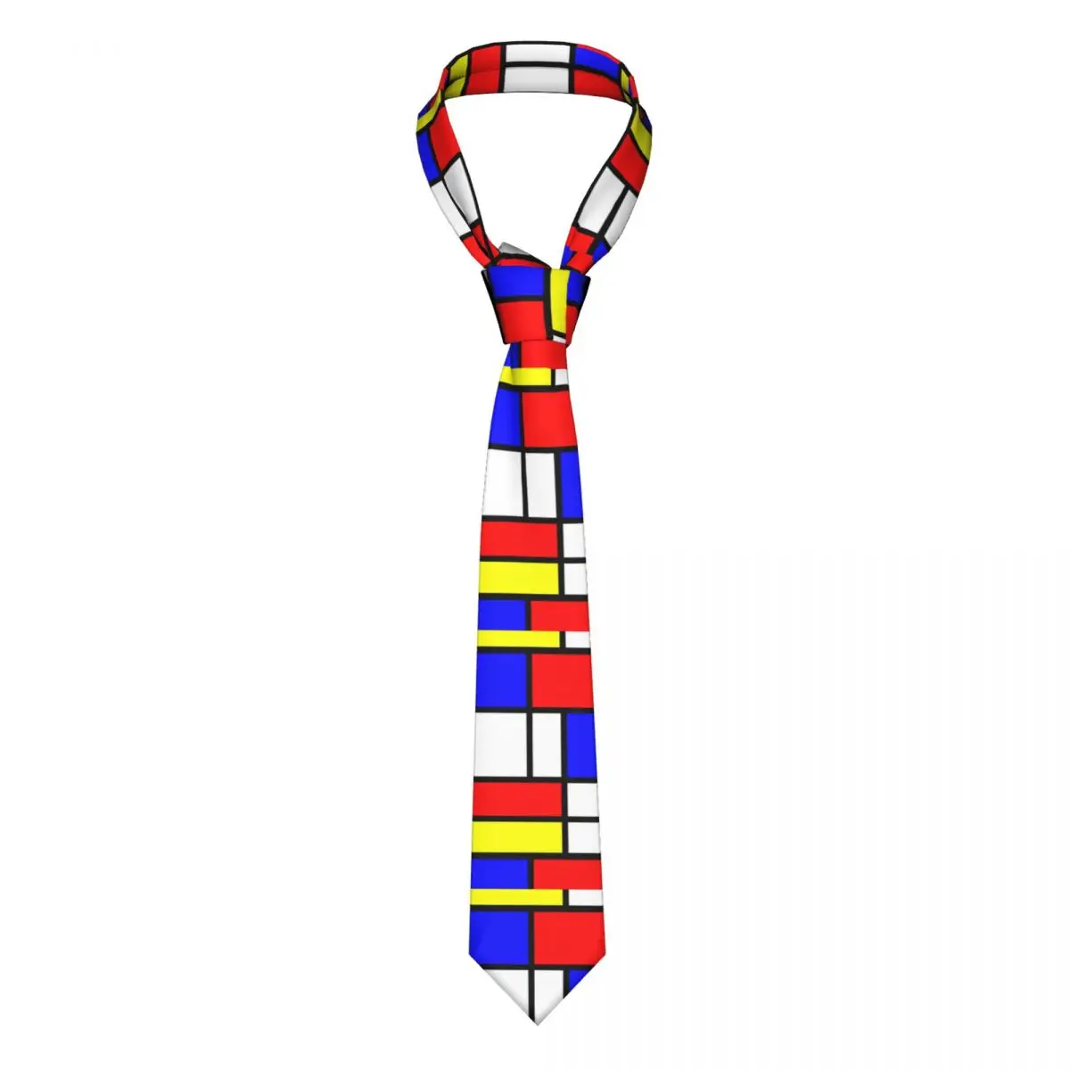 

Retro Mondrian Neckties Unisex 8 cm Abstract Geometric Art Neck Tie for Men Silk Wide Suits Accessories Cravat Cosplay Props