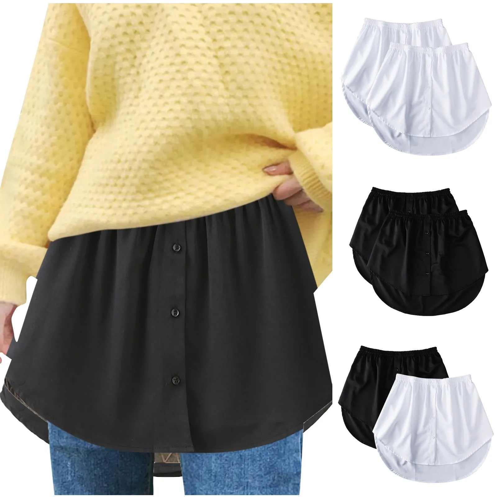 

Size Extender Pcs Waist Solid Plus 2 Elastic Trim Skirt Women's Accessory