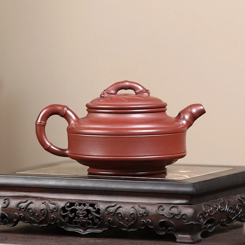 

230ml Chinese Yixing Purple Clay Teapots Famous Handmade Bamboo Tea Pot Raw Ore Purple Mud Beauty Kettle High-end Zisha Tea Set