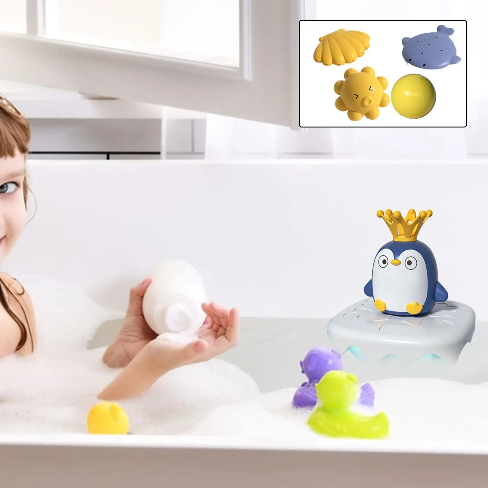 

Baby Bath Penguin Toy Penguin Water Spraying Squirt Toy for Kids 1-3 Year Old Squirt Toy Bathing Interactive Baby Toys