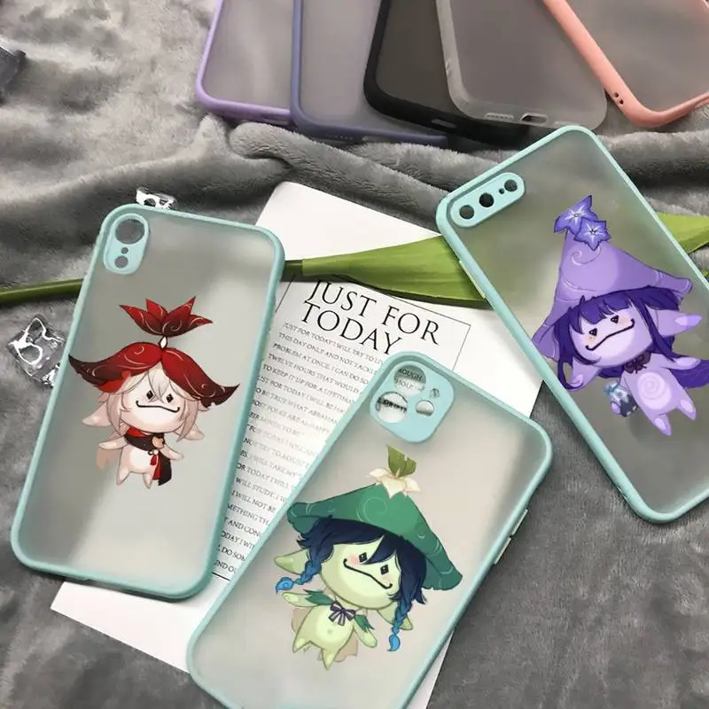 

Genshin Impact cute cartoon doll Phone Case matte transparent For iphone 14 11 12 13 plus mini x xs xr pro max cover