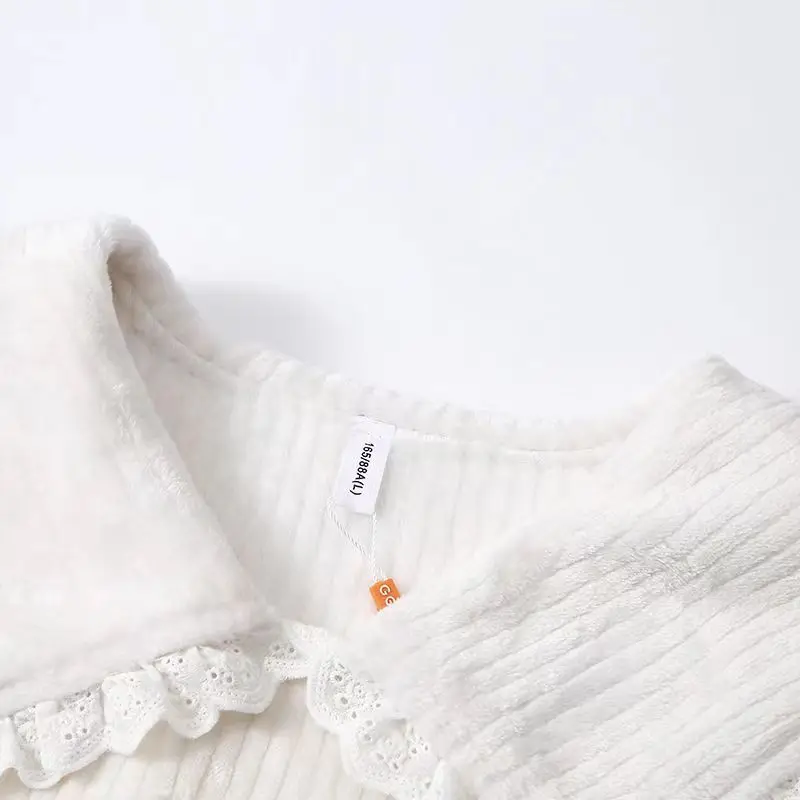 Coral Fleece Pajamas Sets For Women Autumn Winter Thick Warm Sweet Cute Sleepwear Flannel Lounge Wear Coral Velvet Home Clothes