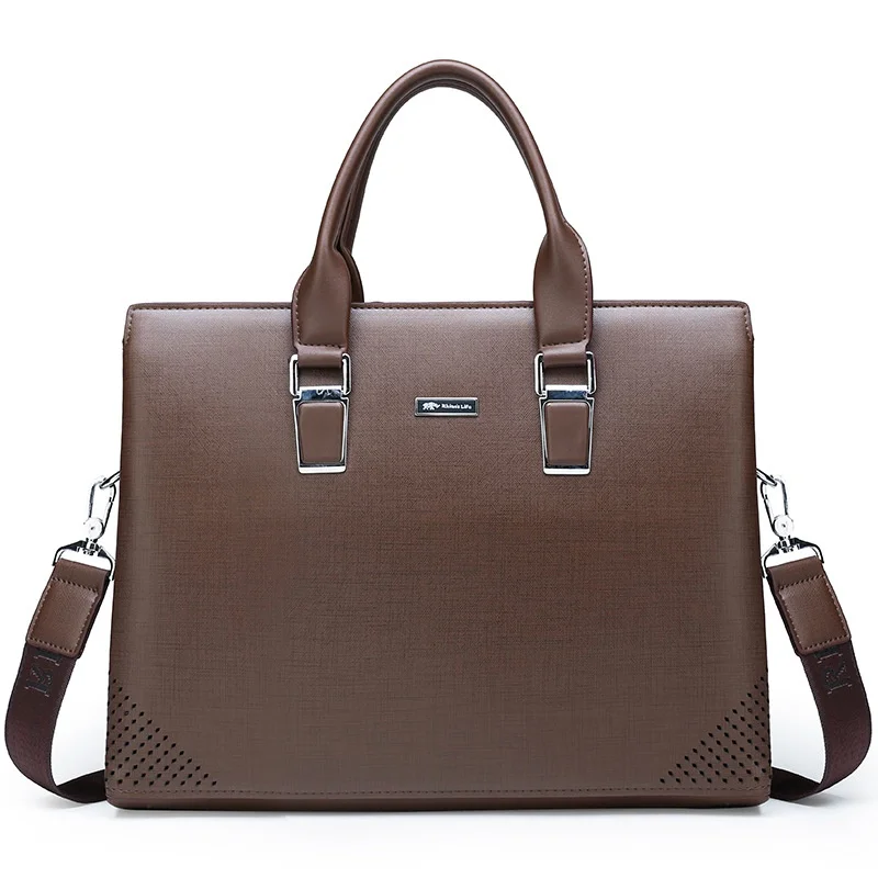 Luxury Genuine Leather Men's Briefcase Business Shoulder Messenger Bag Retro Large Capacity Handbag Office Laptop Bag For Male