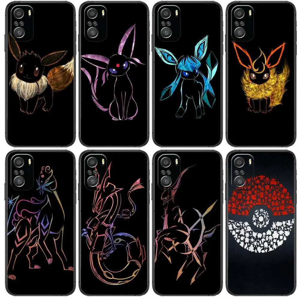 

Black Pokemon Eevee Phone Case For xiaomi mi 11 Lite pro Ultra 10s 9 8 MIX 4 FOLD 10T 5g Black Cover Silicone Back Prett