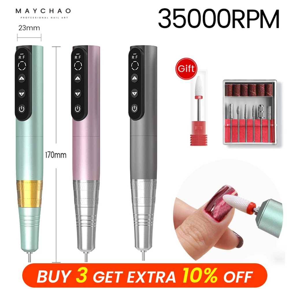 

MAYCHAO 35000RPM Portable Nail Drill Pen for Removing Dead Skin Nail Remover USB Electric Nail Dril Machine Nail Art Salon Tool