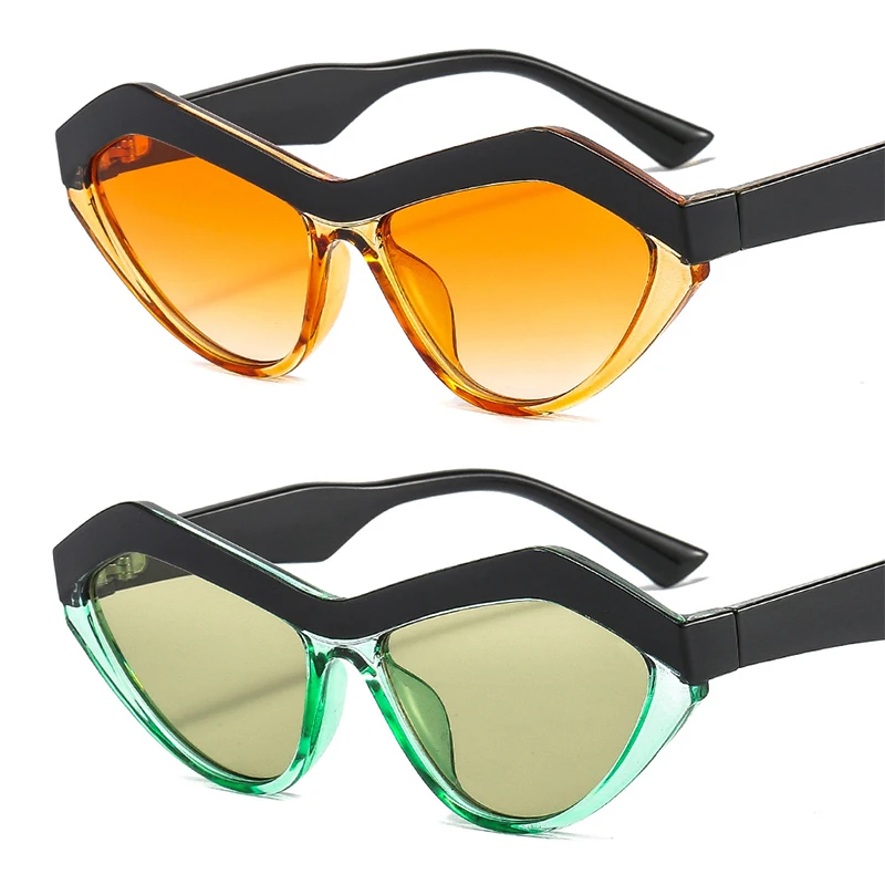 

Vintage Triangle Cat Eye Glasses Luxury Designer Women's Sunglasses Euramerican Personality Irregular Style Sunglasses for Men