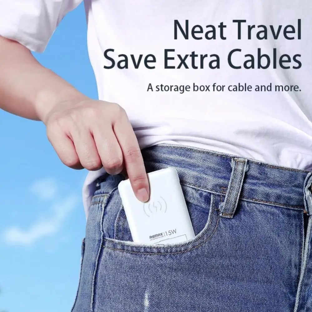 

15w Data Cable Storage Box Portable Data Transfer Type C Charger Wireless Charging Phone Accessories Type C Charge Cable Set