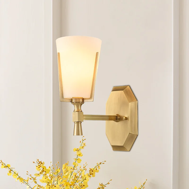 

Высококачественный домашний медный настенный светильник, светодиодный светильник для гостиной со стеклянной крышкой, комнатное настенное бра для ванной, светодиодный светильник для зеркала