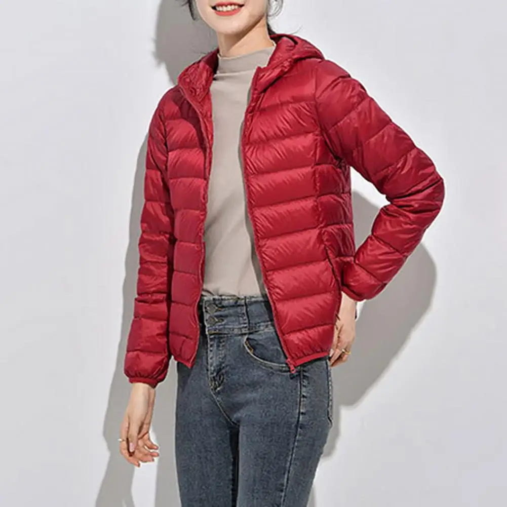 

Fashion Women Coat Warm Winter Women Ultra Lightweight Hooded Puffer Coat Solid Color Foldable Down Jacket Daily Clothing