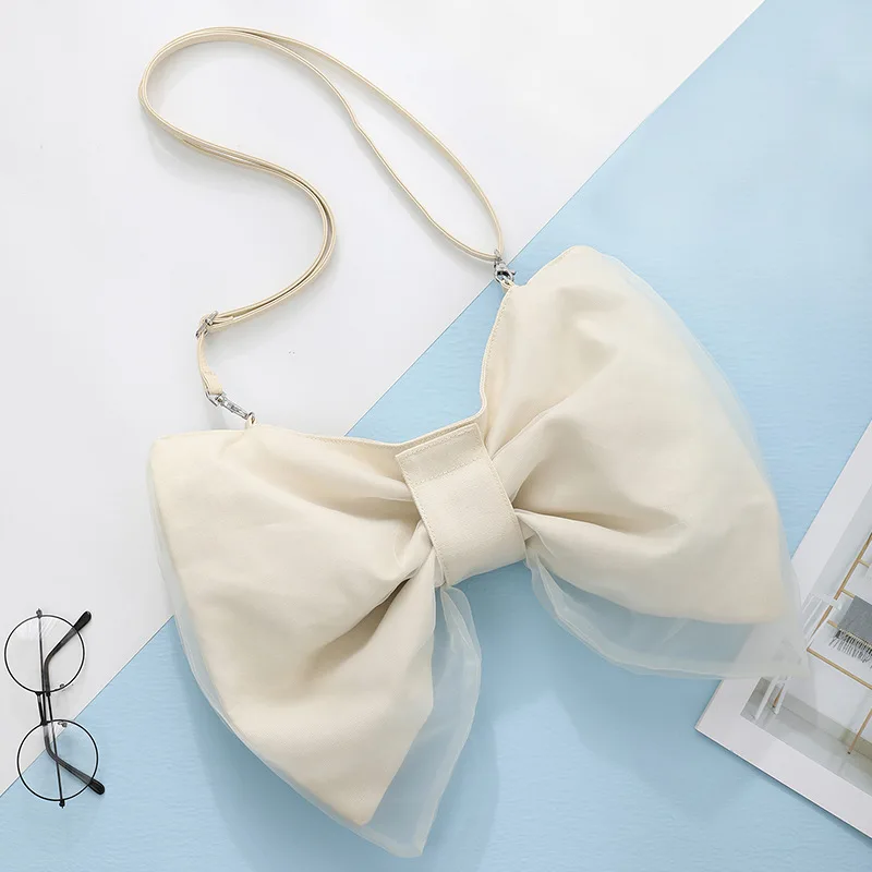 New Bow Knot Removable Small Bag Fashion Perfectly Crowd Canvas Crossbody Women's Bag