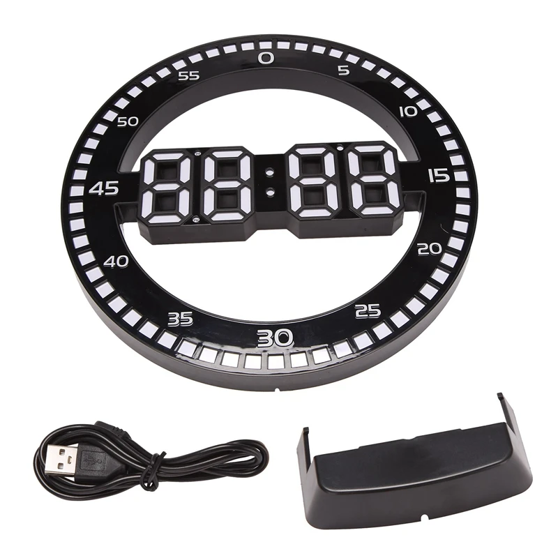 

Лучший бесшумный 3D цифровой Круговой светящийся светодиодный настенный будильник с календарем термометром для украшения дома