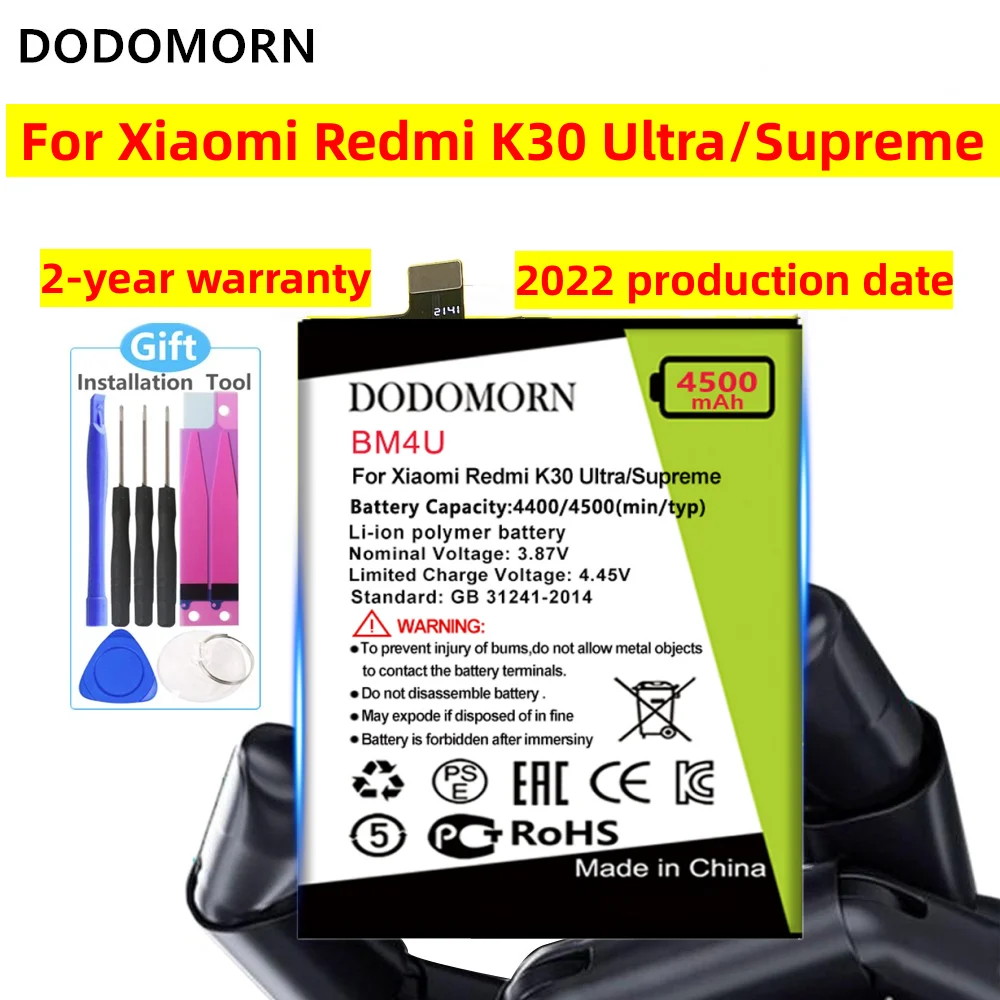 

Аккумулятор DODOMORN BM4U для Xiaomi Redmi K30 Ultra, превосходная версия, умная зеркальная аккумуляторная батарея высокого качества + номер отслеживания
