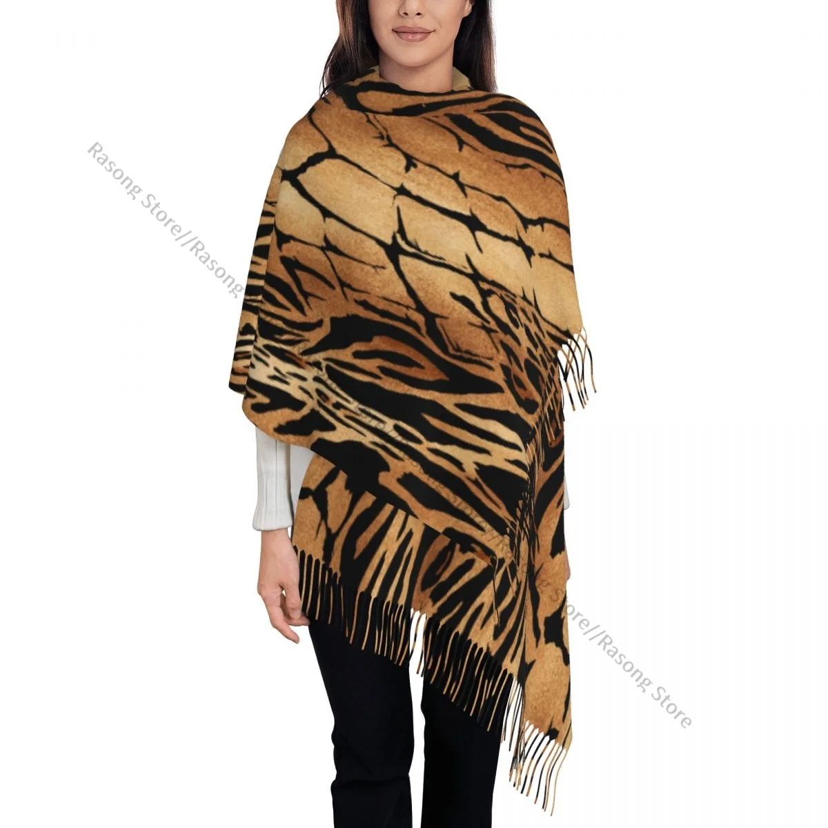 Большой шарф с кисточками 196*68 см зимняя теплая шаль из пашмины накидка Bufanda