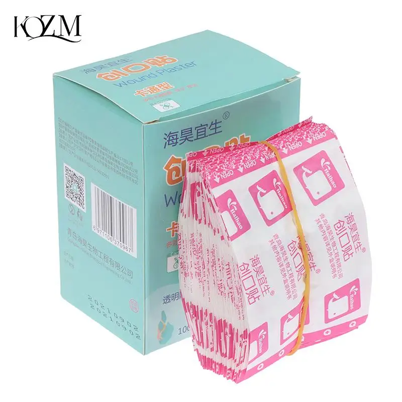 

100Pcs Waterproof Breathable Cute Cartoon Band Aid Hemostasis Adhesive Bandages First Aid Emergency Kit Wound Plaster For Kids