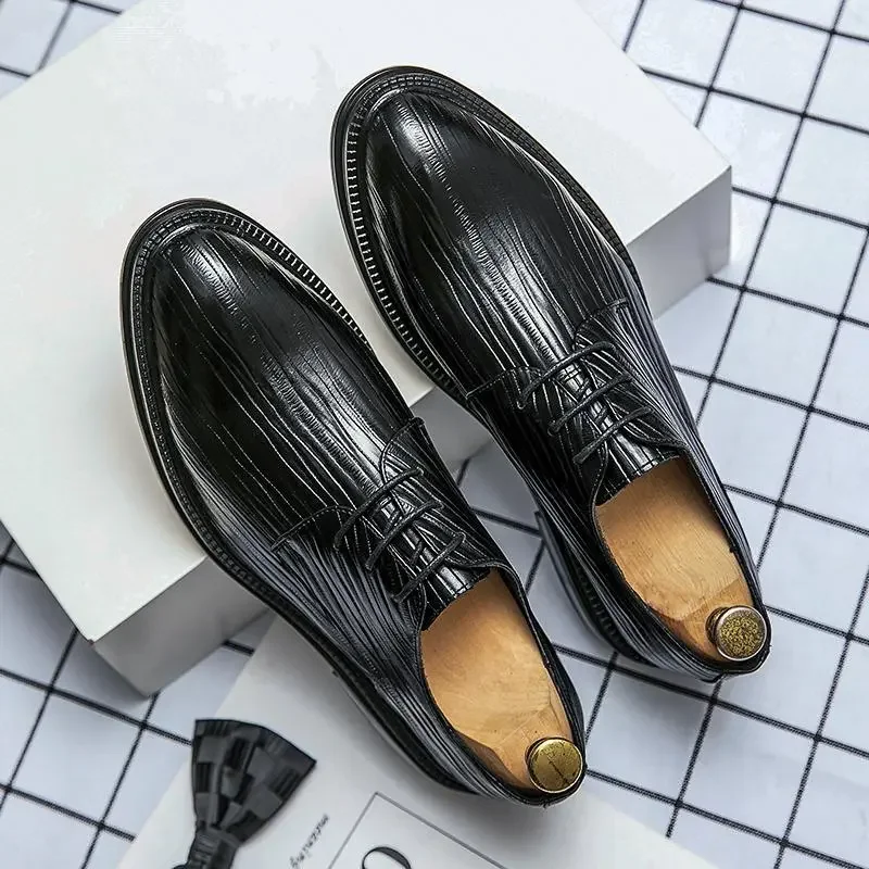 

Весенняя Мужская обувь Британский корейский Молодежный костюм черный деловой костюм повседневная мужская кожаная молодежная обувь с круглым носком