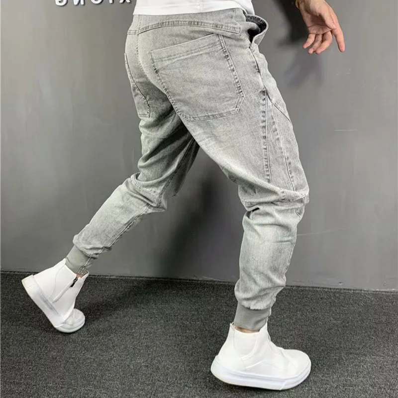 Elastic Waist Jeans Men's Korean Version Of Elastic Leggings Social Spirit Guy Small Feet Nine-point Pants Trendy Men's Pants