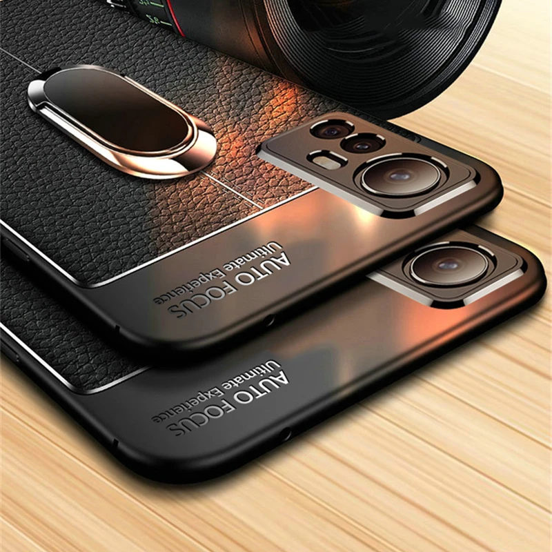 

Кожаный чехол с металлическим кольцом для Xiaomi Mi 12T Pro, чехол для телефона Xiaomi Mi 12T