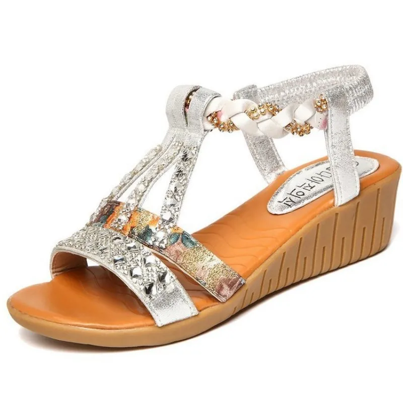 2023 Women Sandals Summer Low Heels Sandals Wedges Walking Shoes Women Elegant Casual Slip On Platform Fashion Sandalias Mujer