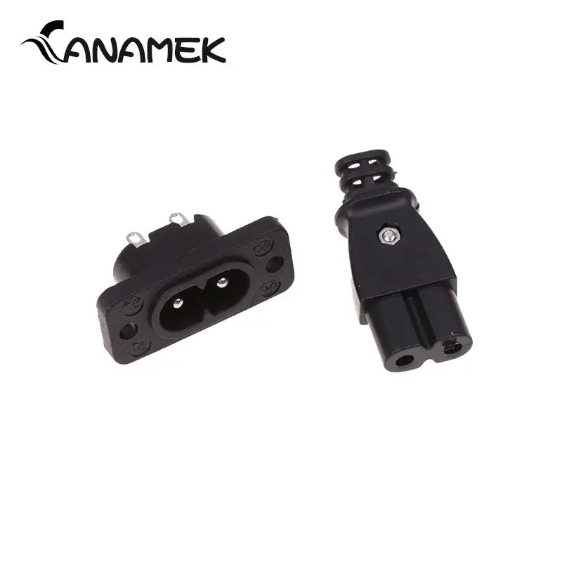 

1PCS New C8 Male Power Socket C7 Female Plug Power Outlet Embedded Electric Connector Connector 35mm*15mm AC 2.5A 5A 250v