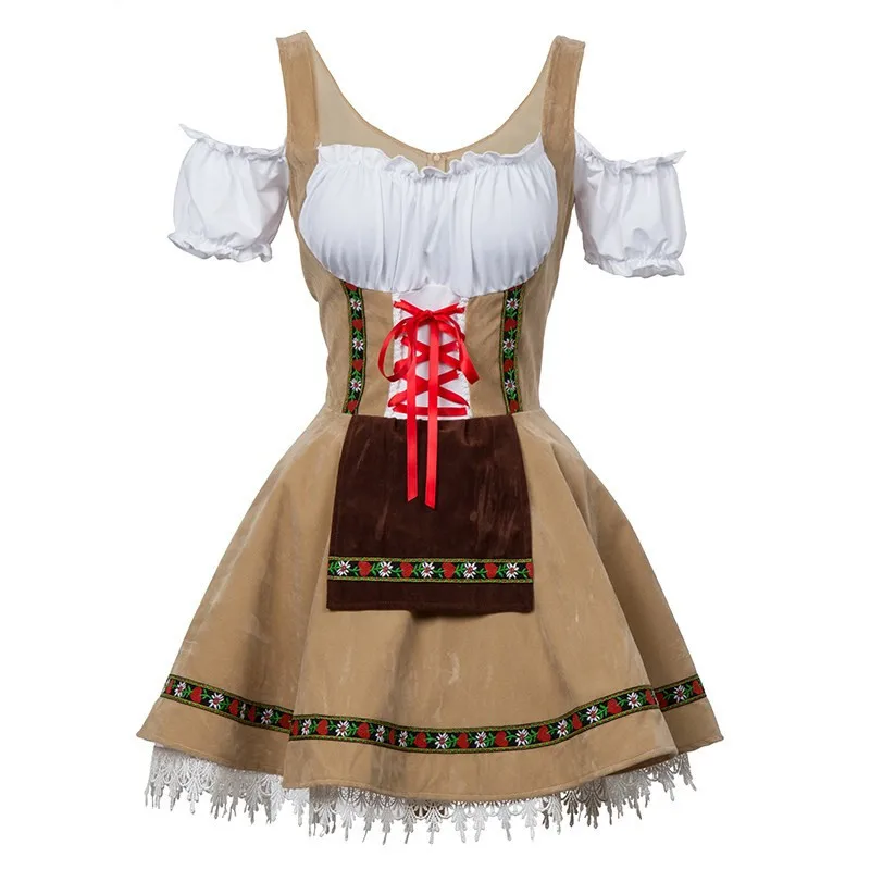

High Quality Traditional German Beer Girl Costume Bavarian Oktoberfest Dirndl Dress For Women Cosplay Halloween Party Dress
