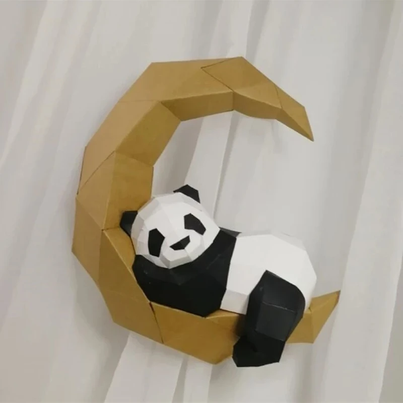 

3D бумажная модель 2023, ручная работа, луна, панда, сделай сам, настенная бумага, рукоделие, домашний декор, настенное украшение, пазлы, Обучающие Детские подарки