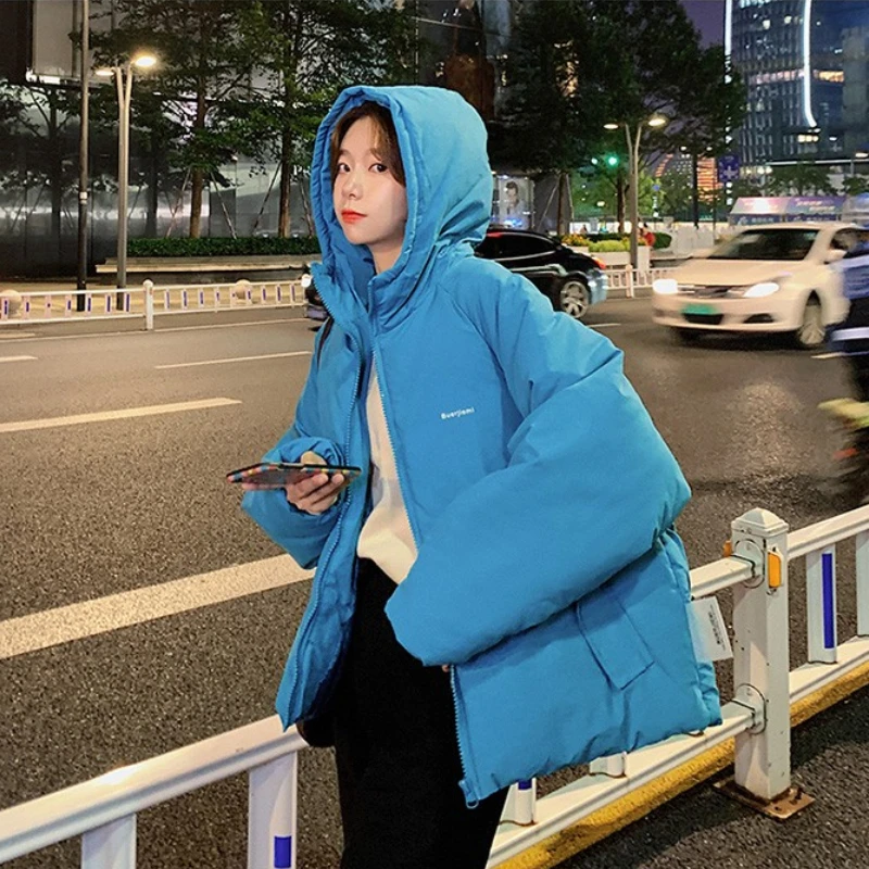 2023 Winter Down Jacket Women Hooded Coat Female Thick Cotton Padded Ladies Overcoat Solid Colors Hoodies New Casual Loose Parka