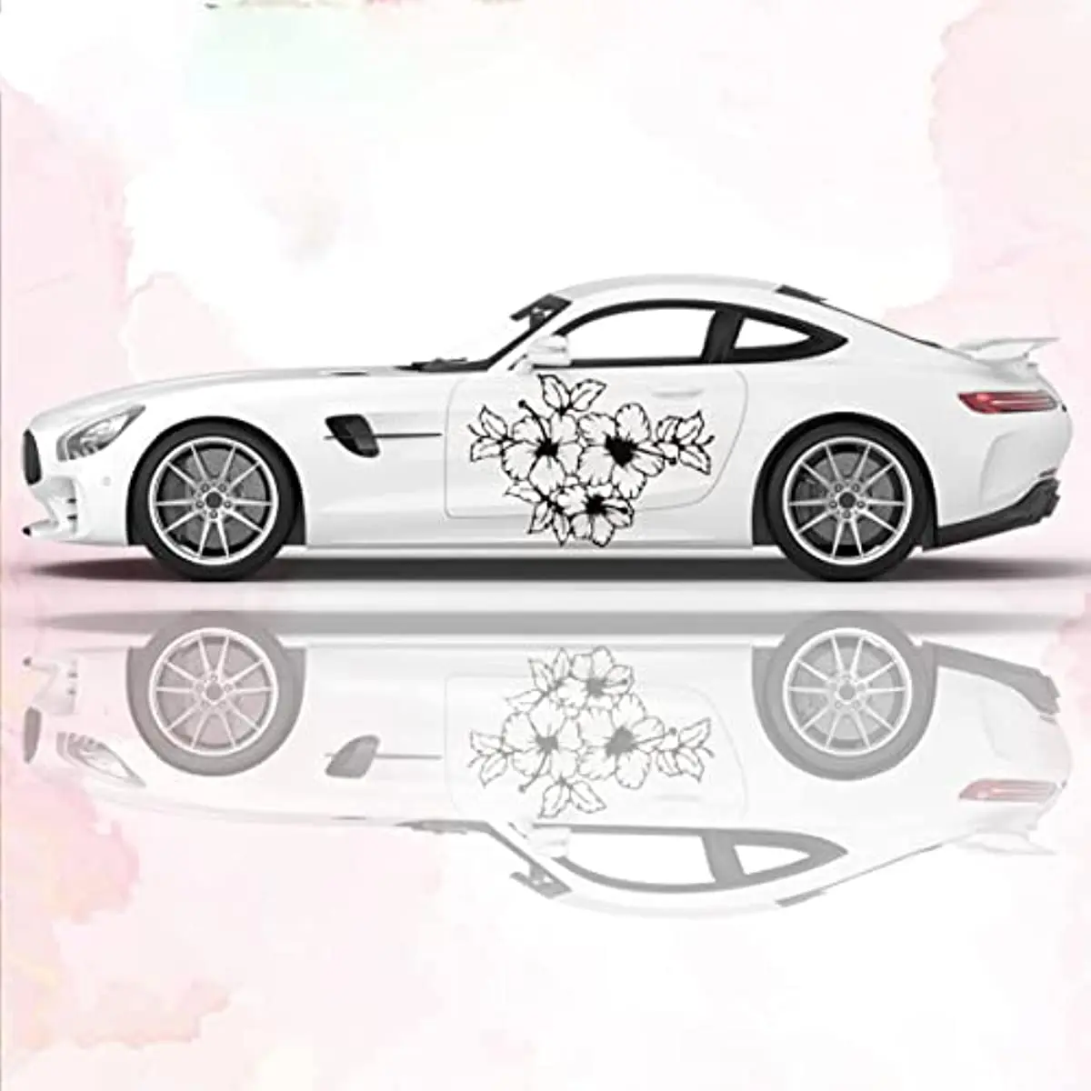 

Наклейка на автомобиль с изображением цветов гибискуса, наклейки с изображением растений, универсальный размер, большая графика для автомо...