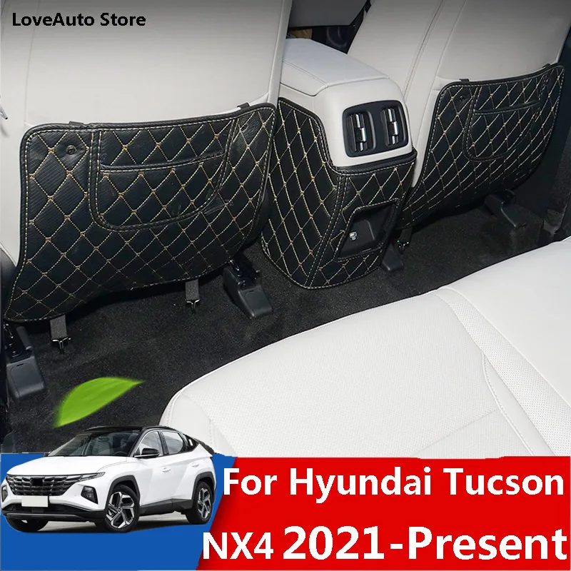 

For Hyundai Tucson NX4 2021 2022 Car Rear Leather Seat Anti-kick Cushion Interior Anti-kick Anti-scratch Seat Cover Accessories