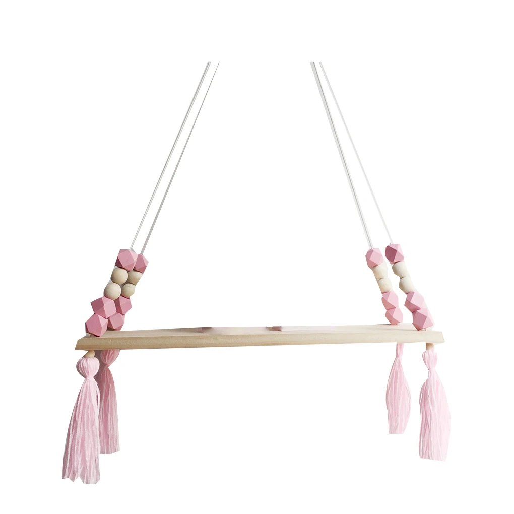 Цветные бусины в скандинавском стиле деревянная настенная полка с кисточками