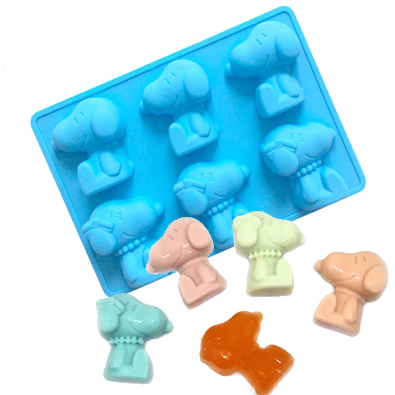 

6 Cavity Cartoon Dog Chocolate Mold Animal Puppy Pet Treats Ice Cube Tray Jelly Soap Tools Cake Decorating Cupcake Topper