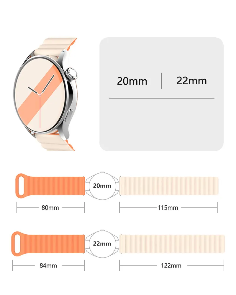 Фото Ремешок 20 мм 22 мм для Samsung Galaxy watch 7/6/5/4/5pro/6 Classic/FE 40/44 мм, силиконовый браслет с магнитным ремешком huawei GT 4-3-pro-2e №5