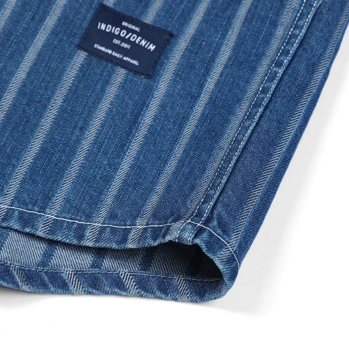 

New2022 2022 Spring New Striped Denim Shirts Men Fashion Plus Size Overshirts High Quality Brand Clothing SK130250