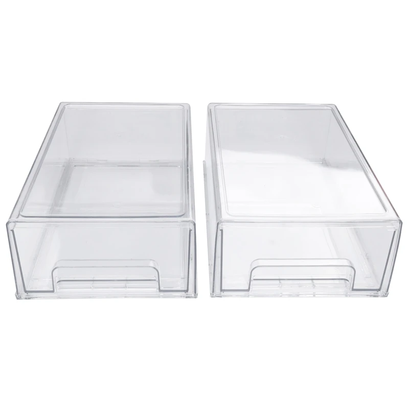 

Fridge Drawers -Stackable Pull Out Refrigerator Organizer Bins - Food Storage Containers For Kitchen, Refrigerator 2Pcs