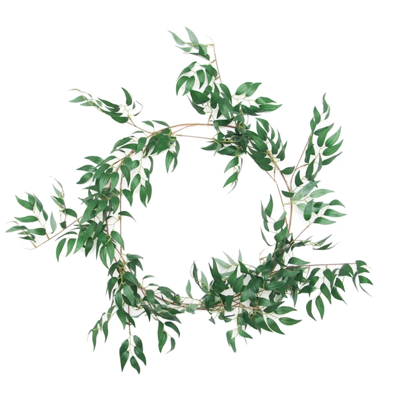 

Wedding Willow Leaves Garland Artificial Green Willow Leaf Vine Rattan For Home Decor Fake Plant Birthday