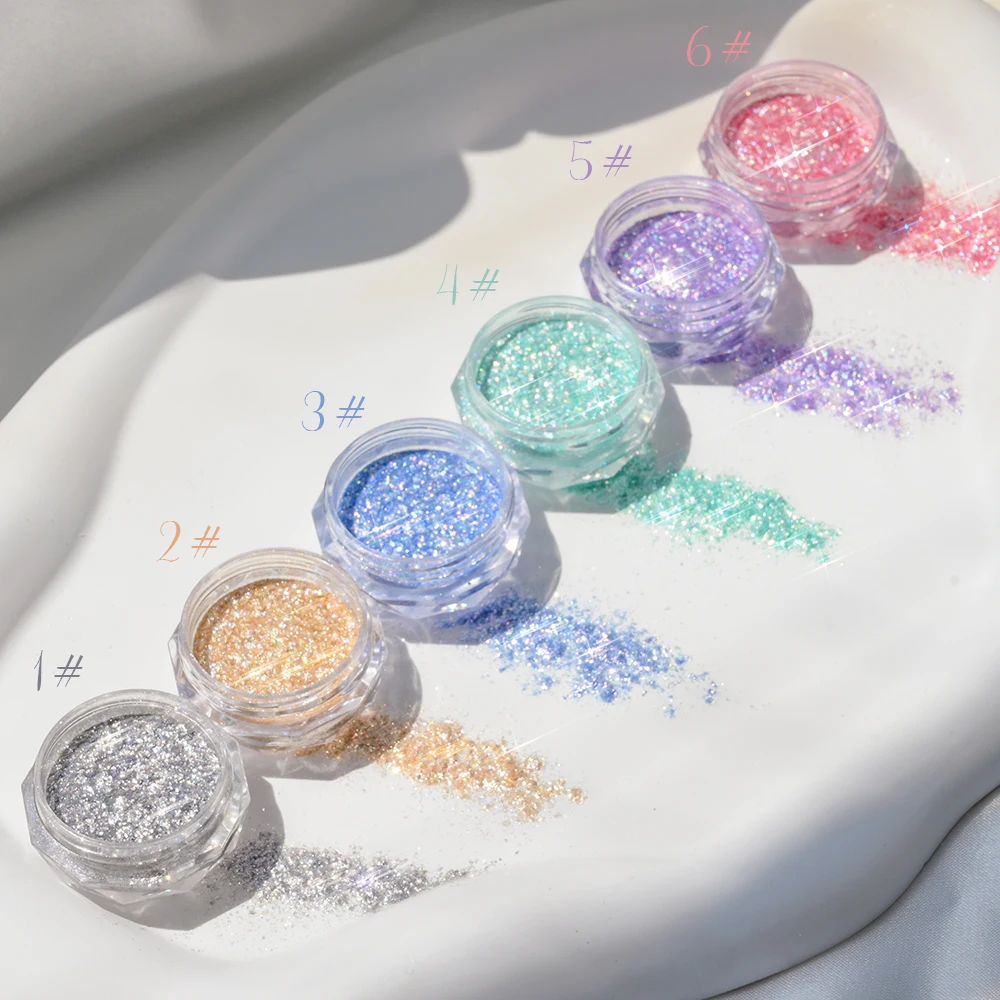 6 банок/комплект Радужные Блестки для ногтей