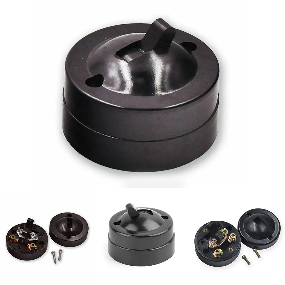 

Ретро одноклавишный выключатель черный 220-250V