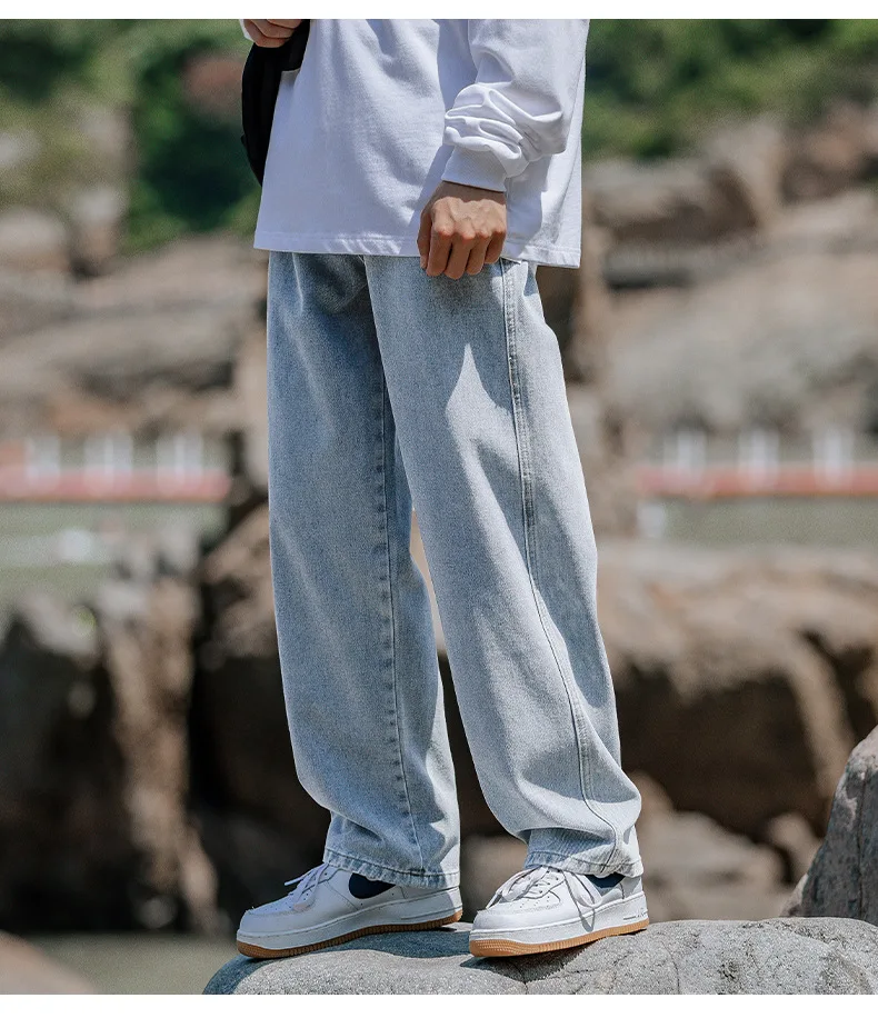 Autumn Winter Casual Soft Solid Men's Cool Boys Waist Loose Suit All Match AllSeason Button Jeans AllSeason Pocket Cool Boy