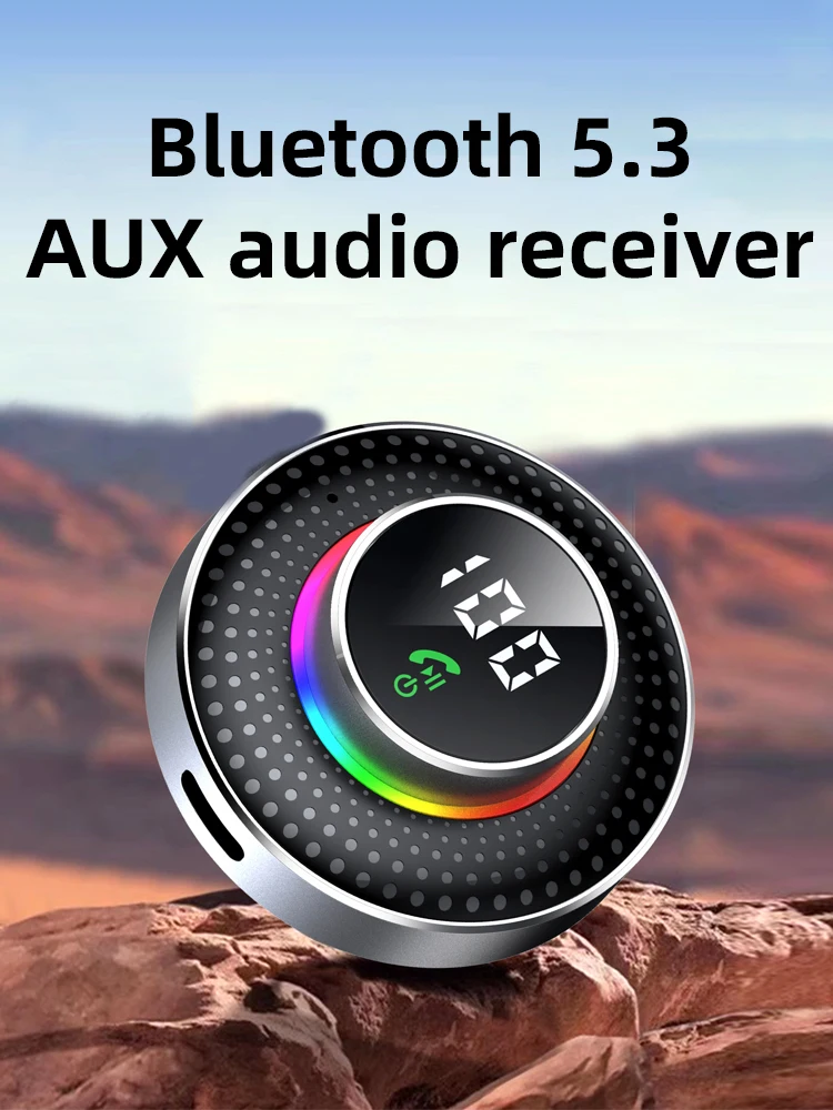 Фото Приемник Bluetooth 5,3 с большой кнопкой, проекционный дисплей, адаптер AUX, стерео домашние наушники 3,5 мм, беспроводной приемник Siri, Бесконтактный сигнал №1