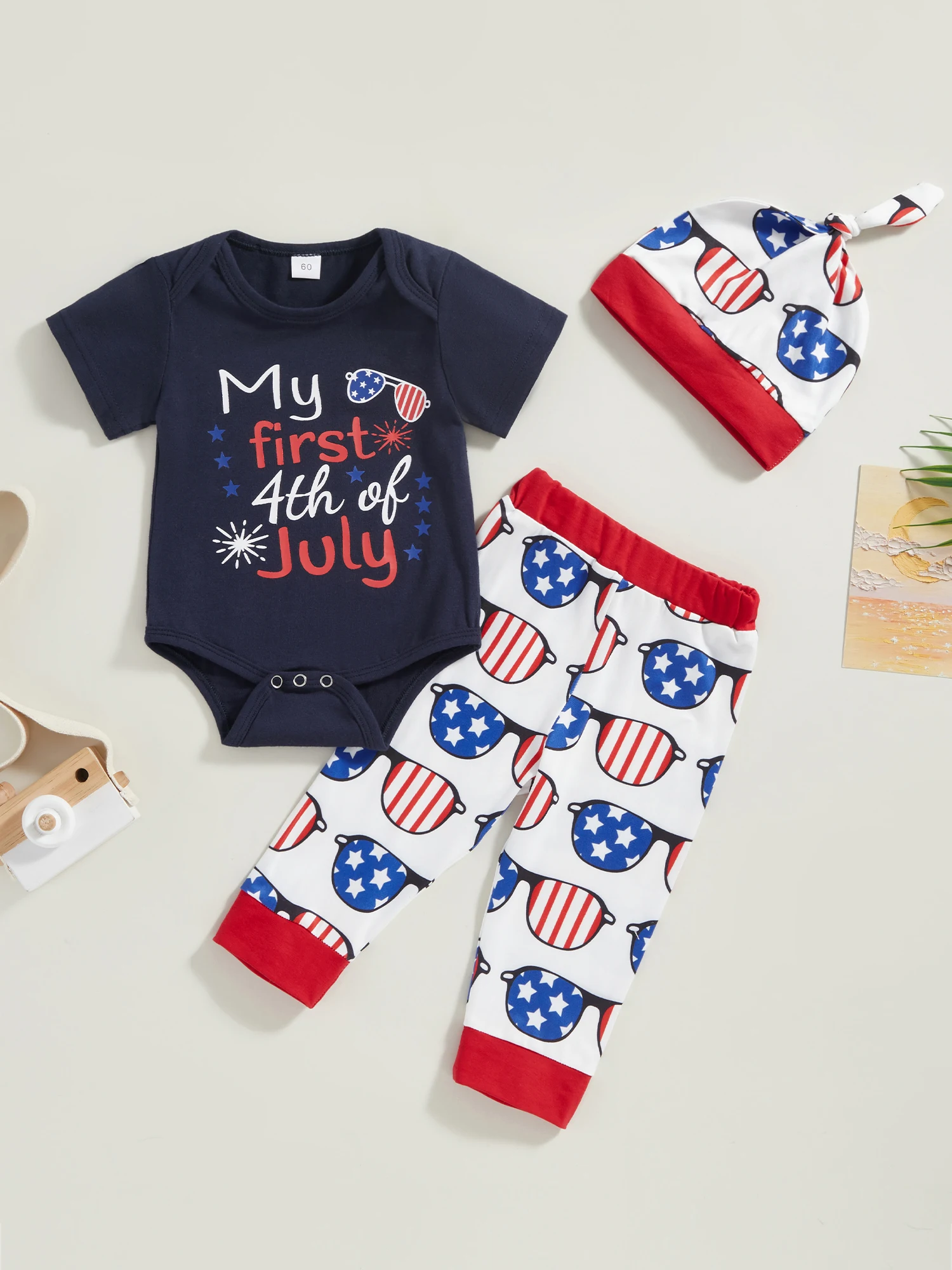 

Комбинезон для новорожденных мальчиков 0-18 месяцев, одежда для малышей 4 июля, с надписью, топ и штаны, комплекты, летняя одежда для младенцев