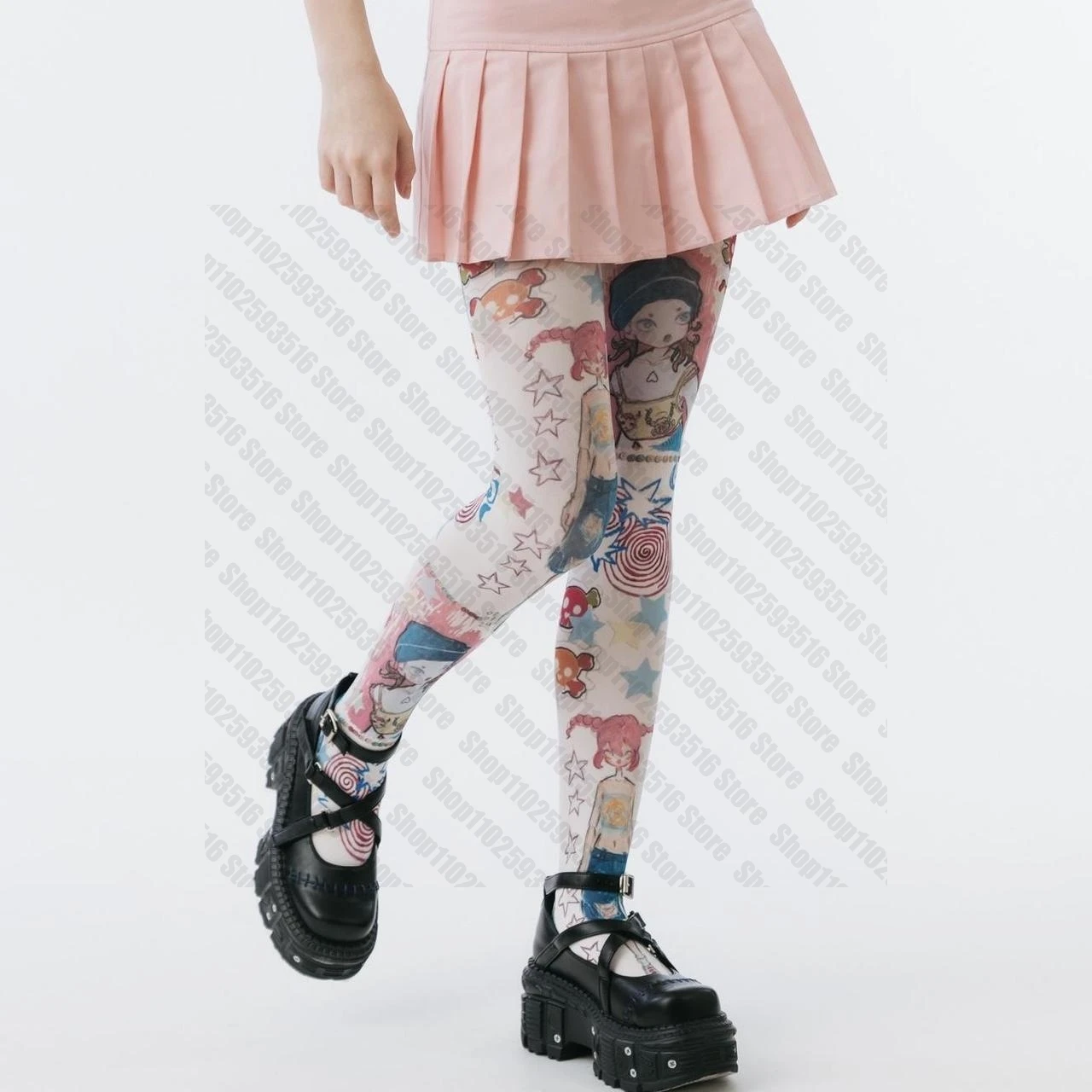 Колготки женские готические чулки Y2k эмо сисси фетиш для тела колготки с узором