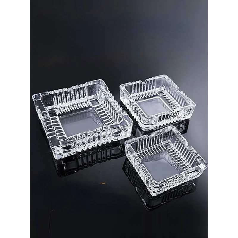 Glass Ashtray Creative Personality Trend Multi-functional Household Living Room Fashion Crystal Ashtray Office Fly-proof Ash