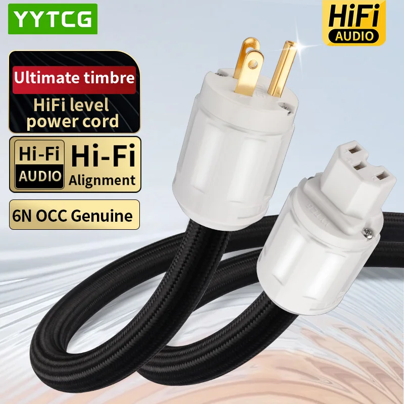 

YYTCG HIFI 6N OCC Power Cable US/EU Power Plug Cable Hi-End Pure Copper Plated With Gold Plug for CD Amplifer AMP/CD Mains