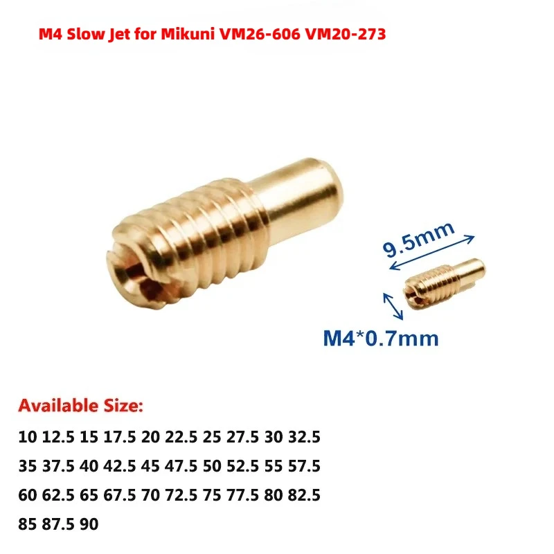 Фото Карбюратор M4 * 0,7 мм, пилотная жиклетка холостого хода, медленные форсунки для Mikuni VM26-606 VM20-273 Yamaha DT125 DT175 Vm22 M28, сопло Moto Carb Gicleur №1
