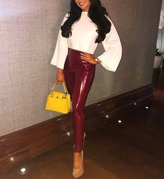

2022 Women's New PU Leather Pants High Stretch Corset Leggings PU Stretch Leather Leggings Women's Fashion Trousers