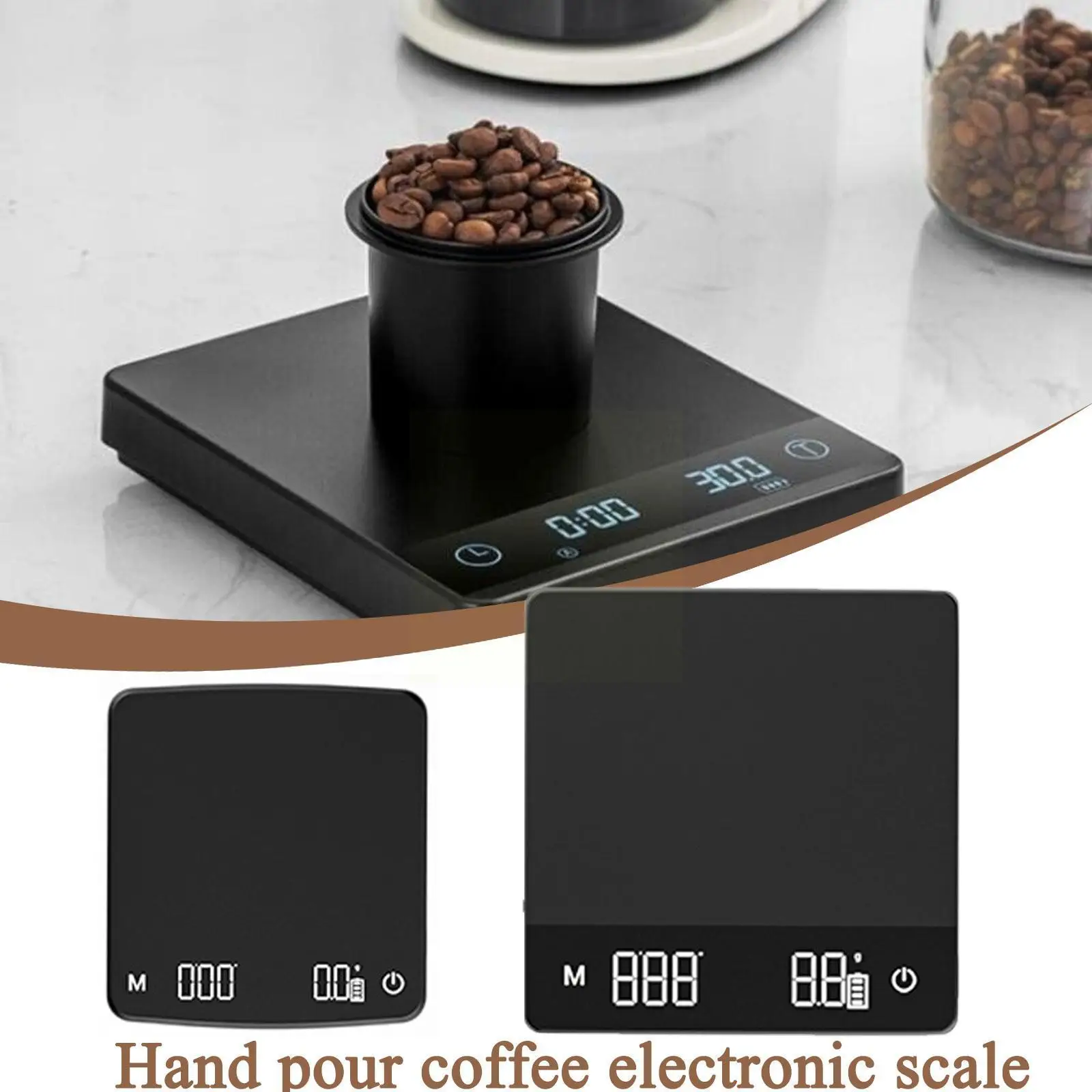 

0.1g/2kg Black Espresso Coffee Electronic Scale Led Household Coffee Display Scale Charging Kitchen Mini Screen Scale T1z5