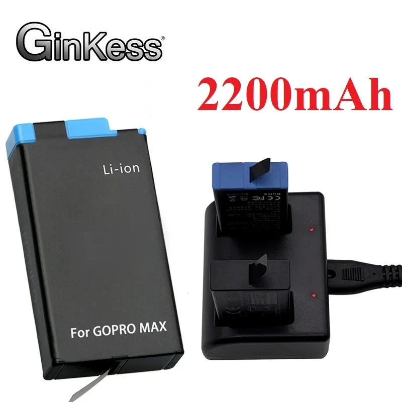 

Обновленная аккумуляторная батарея 2200 мАч с зарядным устройством для GoPro max, литиевая батарея для GoPro max, аккумуляторы для камеры, аксессуары