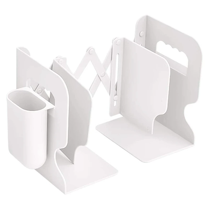 

Expandable Bookend Adjustable Desktop Bookshelf with Pen Holder for Office School Home Desk