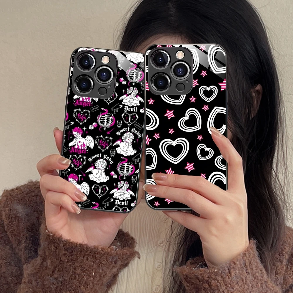 Чехол для мобильного телефона с рисунком Y2K Звездное сердце iPhone 16 15 14 13 12 11 X XR XS 8 Pro