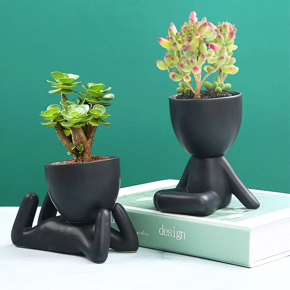 

NEW Cute Tree Man Ceramic Vase Little People Body Art Pot Creative Desktop Ornaments Bookshelf Mantel Entryway Decor Crafts