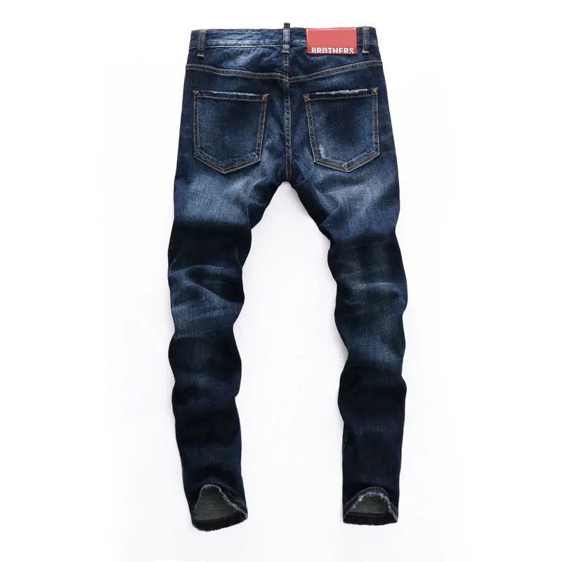 Italian Style Fashion Men Jeans High Quality Retro Blue Elastic Slim Fit Vintage Jeans Men Designer Denim Brand Pants Hombre